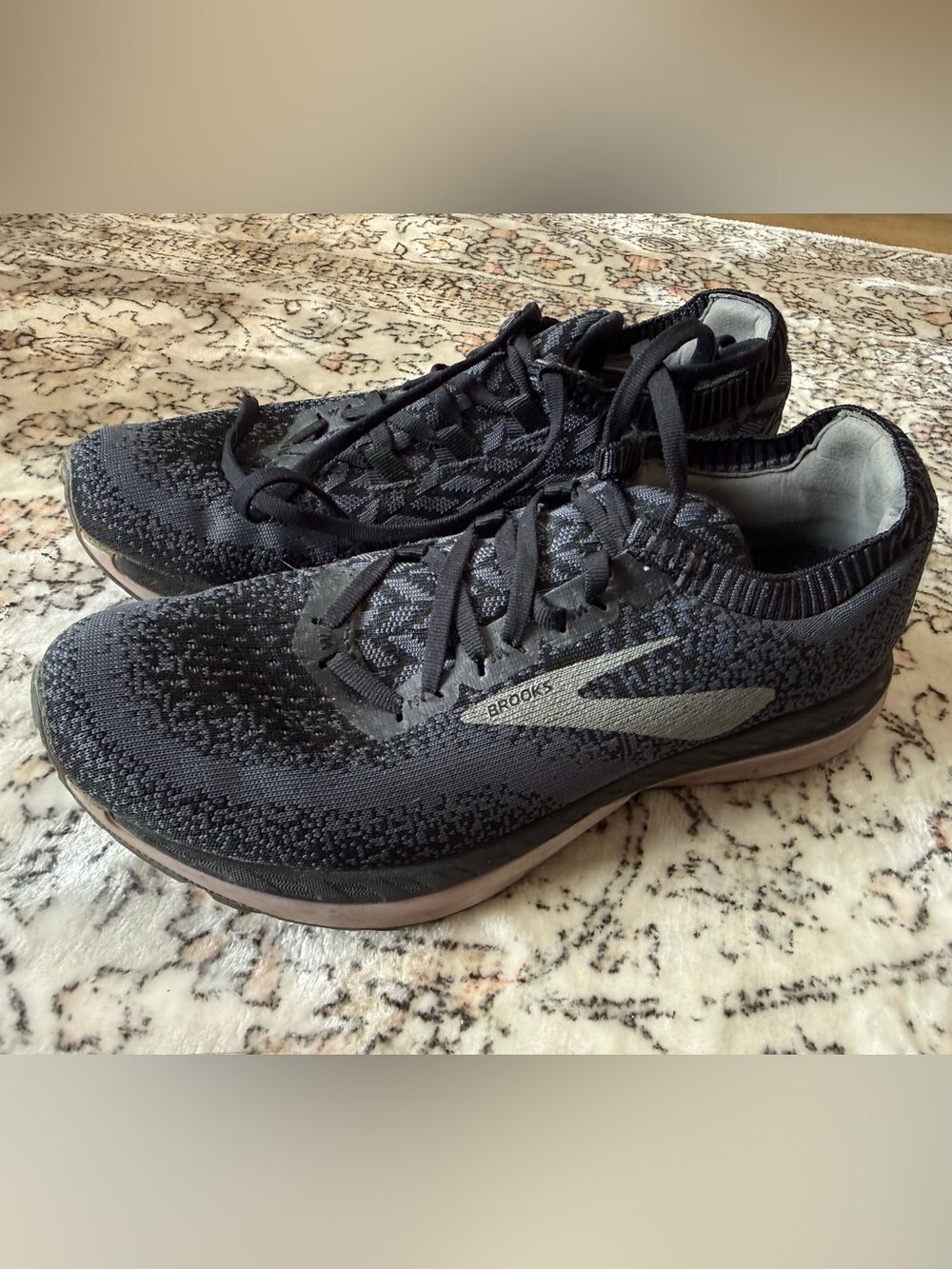 Brooks Black and Gray Knit Running Sneakers bedlam